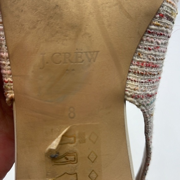 J Crew - Rainbow Tweed Adjustable Slingback With Round Cap Toes Heels Size 8 - Picture 9 of 15